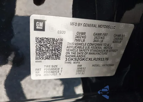 2020 GMC Yukon Xl 4Wd Slt из США, поврежденный, VIN 1GKS2GKCXLR291176